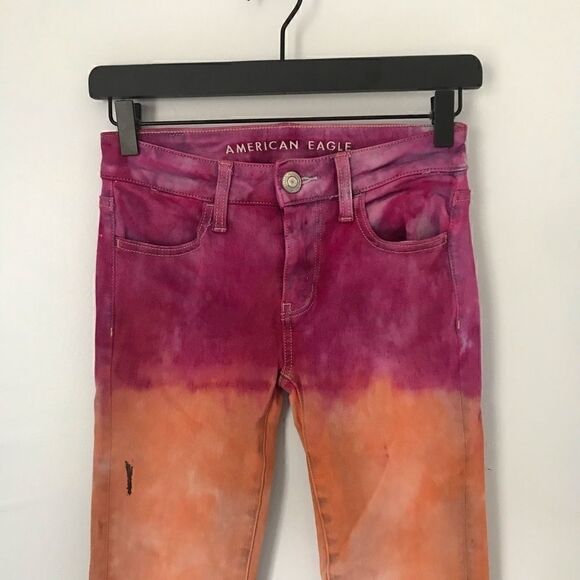 American Eagle custom dip dyed skinny jegging 360 next level stretch - Picture 2 of 10